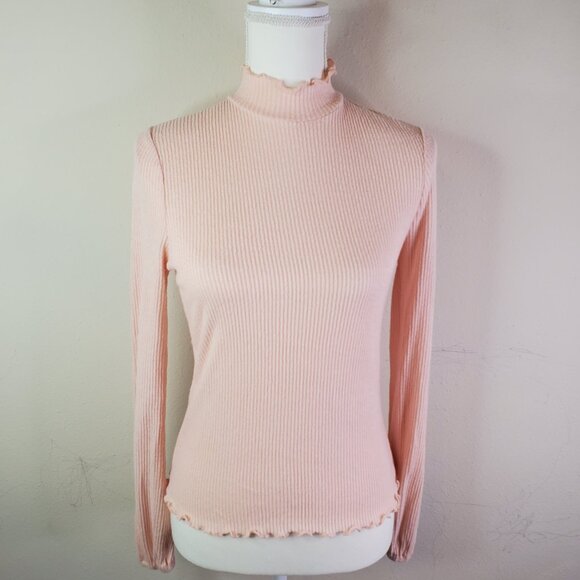 American Rag Juniors Blush Ribbed Mock Neck Top S - Picture 4 of 9